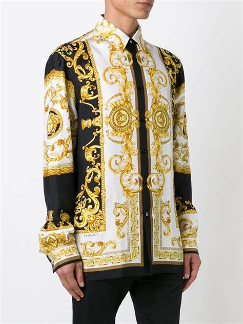 versace long sleeve shirt gold|versace shirt men's price.